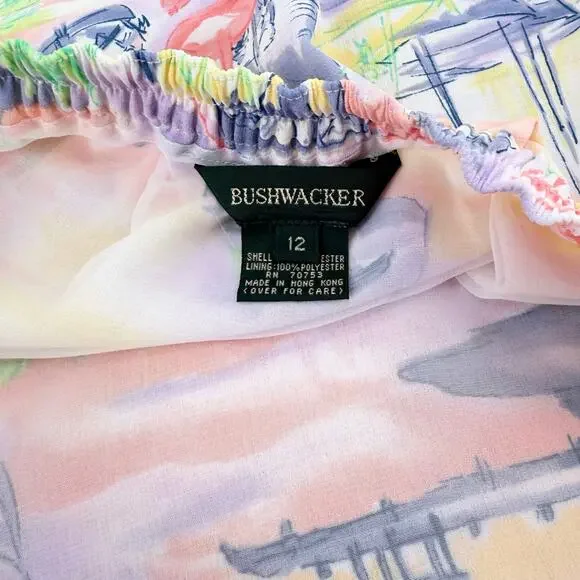 Vtg Bushwacker Brisas Island Watercolor Scenic Maxi Skirt Sz 12 Tropical Lined - Picture 8 of 13